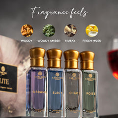 Carlton London Elite ELECT bottle close-up highlighting freesia and musk.