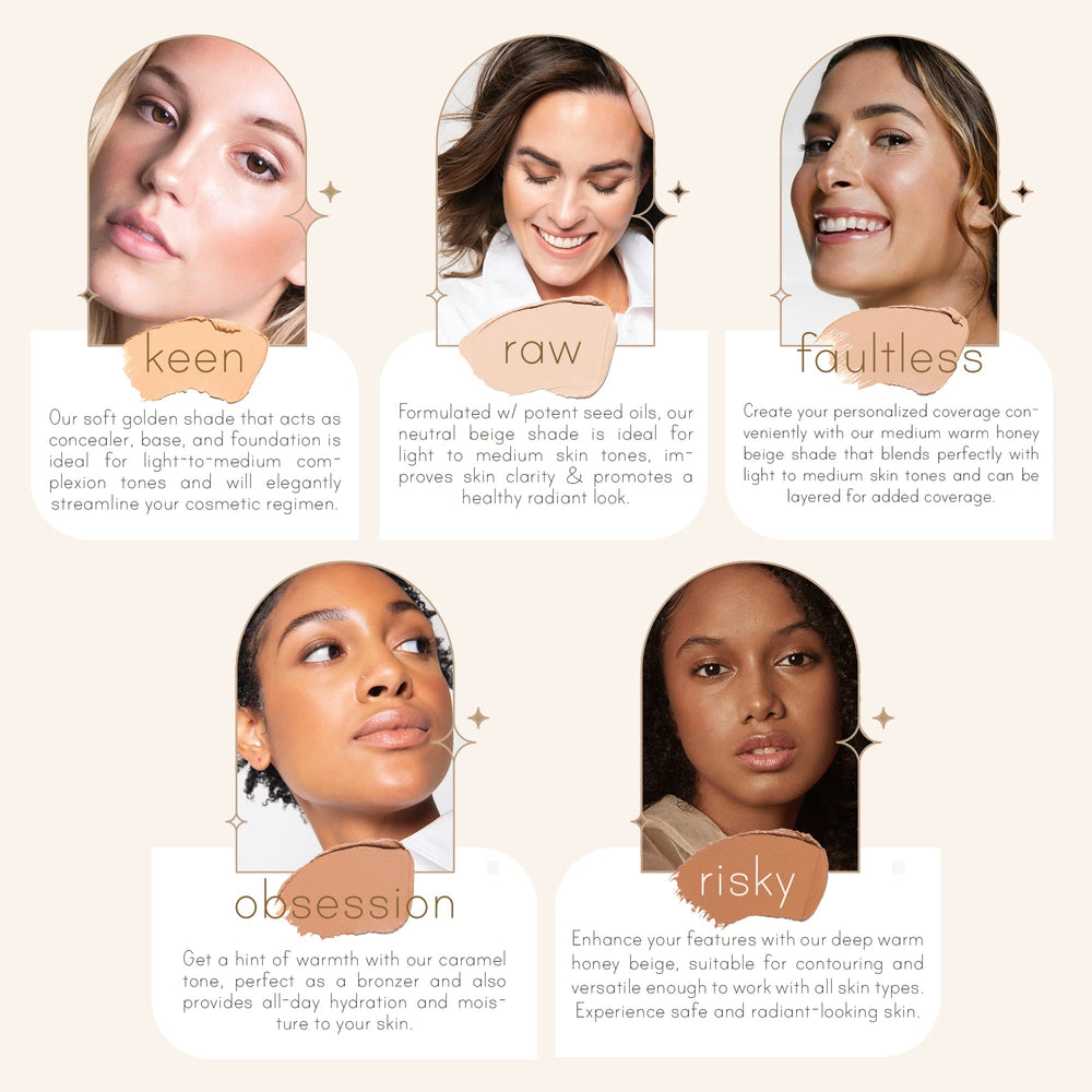 Carlucce Cache Cream swatches on skin demonstrate buildable coverage.