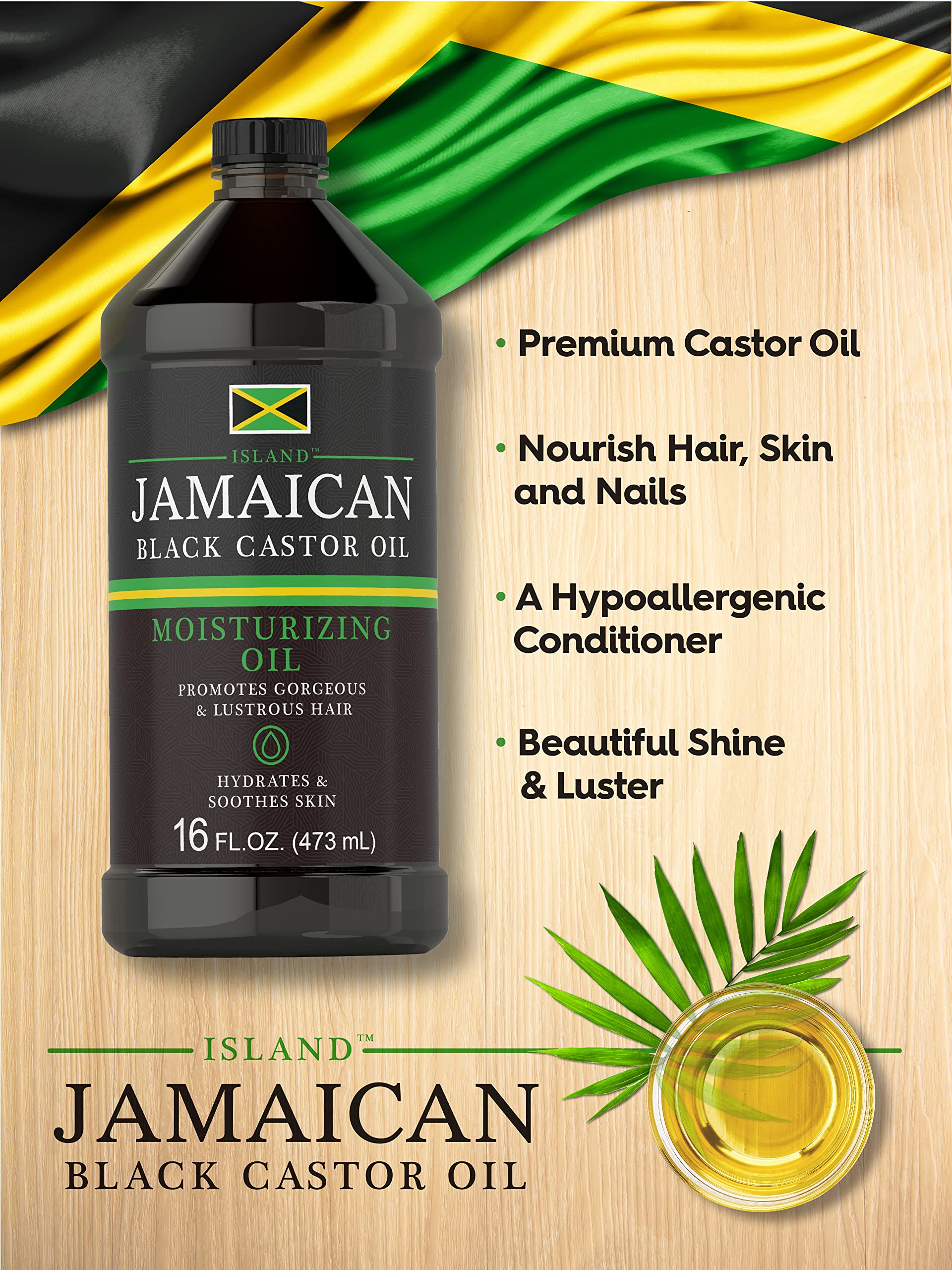 Amber glass bottle protects Carlyle Jamaican Black Castor Oil from light