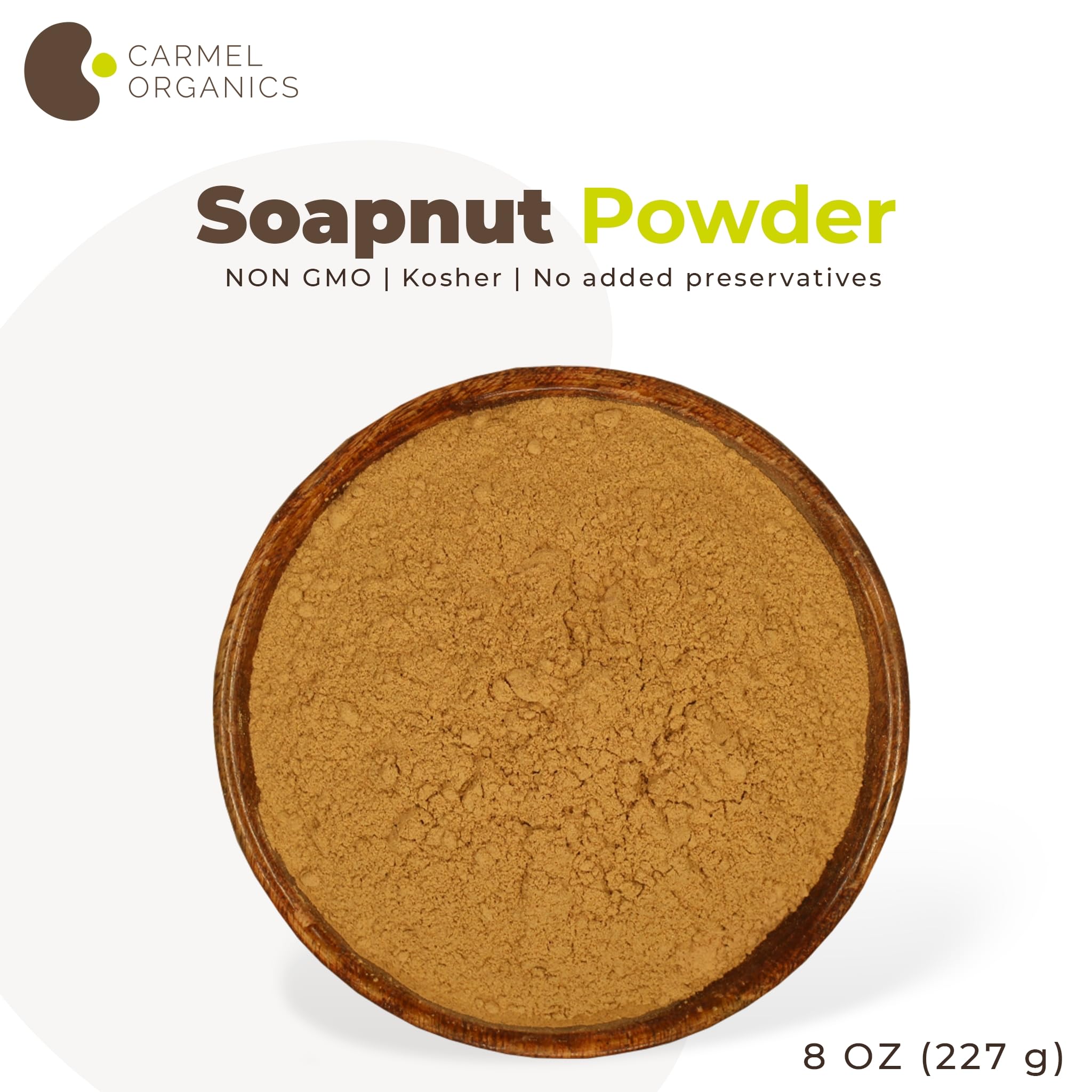 CARMEL ORGANICS Soapnut powder supports multiple personal care uses.