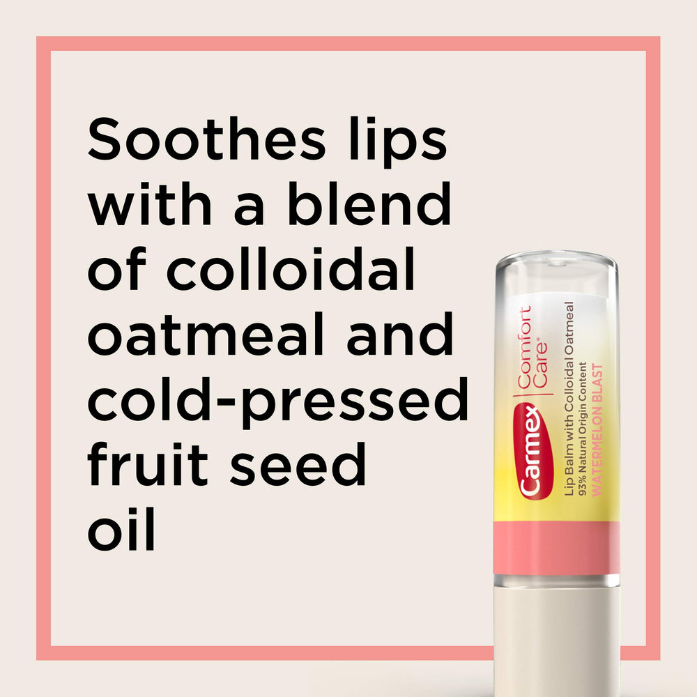 Carmex Comfort Care label highlights natural-origin ingredients