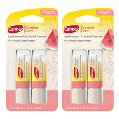 Carmex Comfort Care lip balm close-up texture with Watermelon Blast for smooth lips