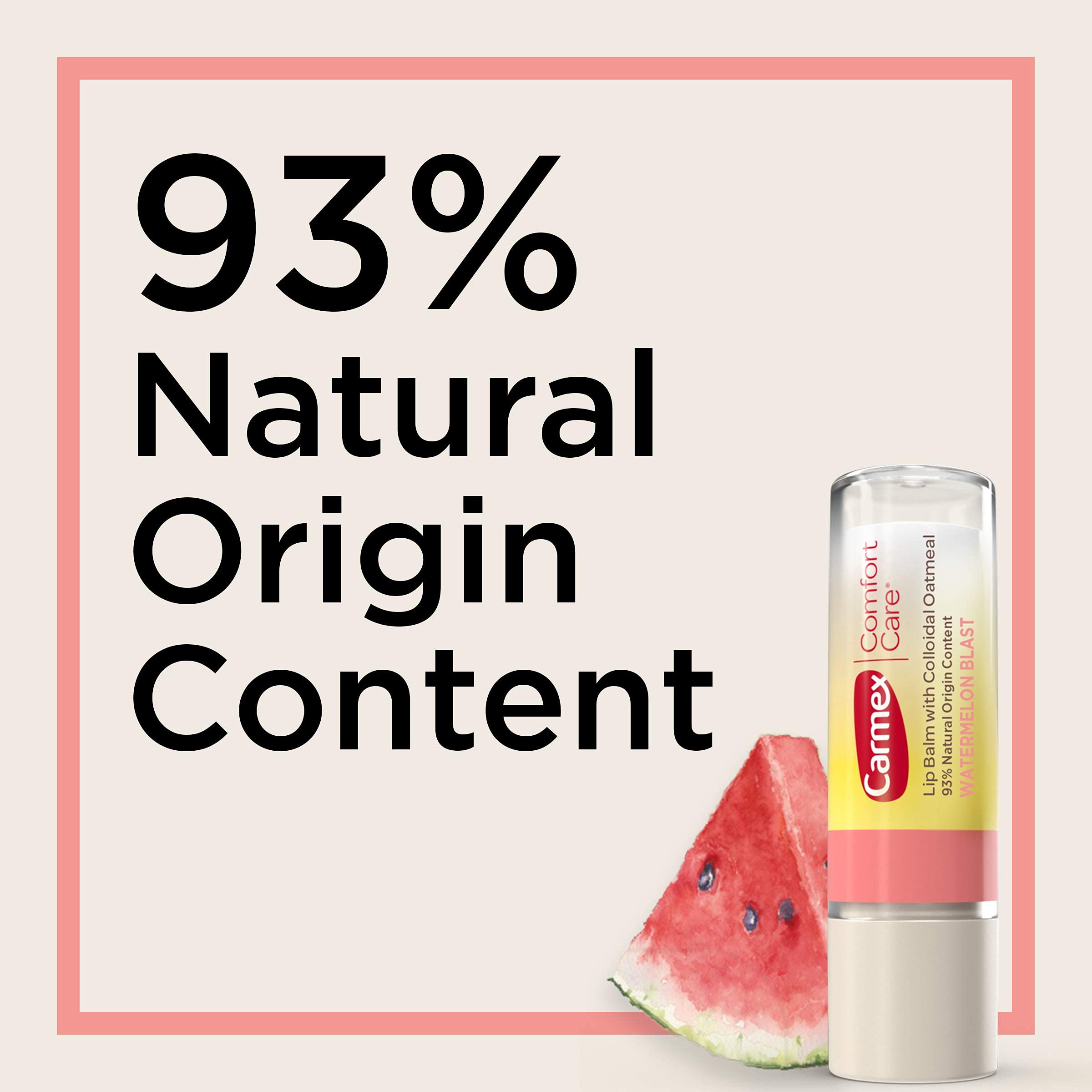 Carmex Comfort Care lip balm packaging Watermelon Blast showcases convenient sticks