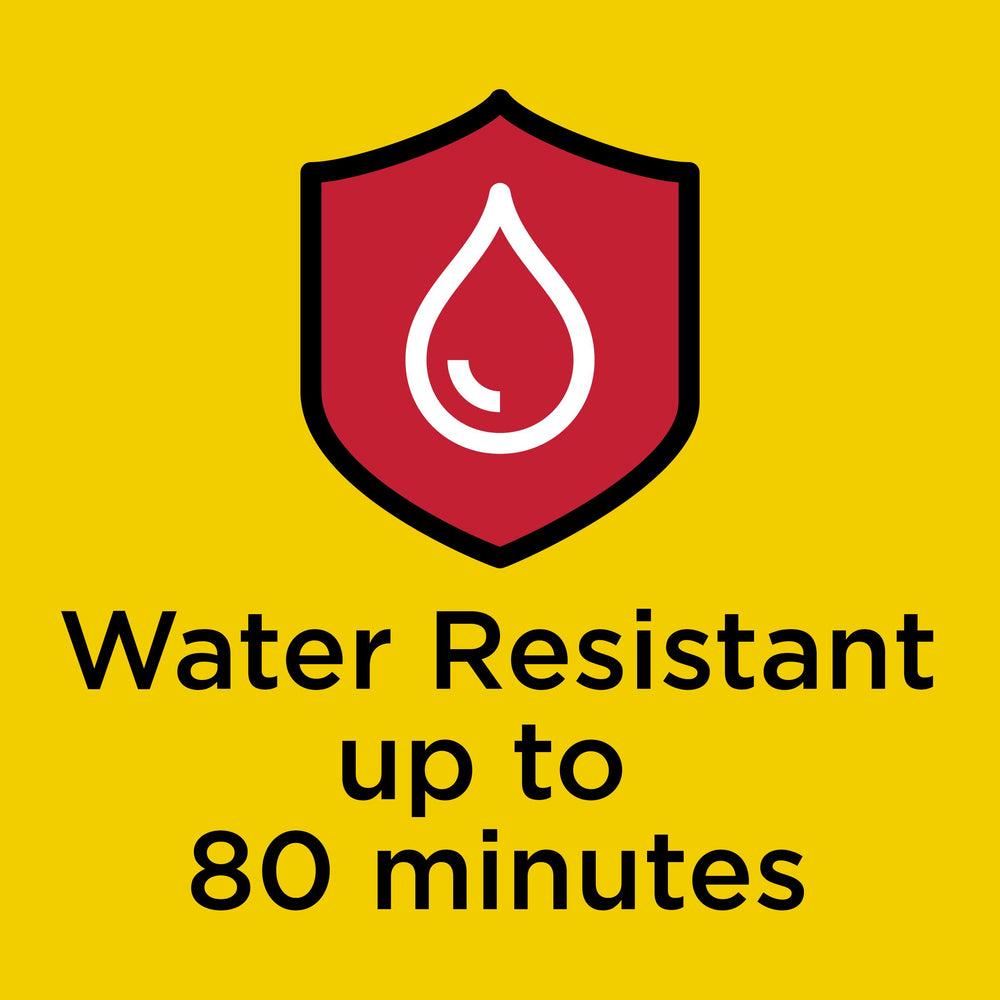 Closeup swatch of Carmex Daily Care lip balm with water resistance feature