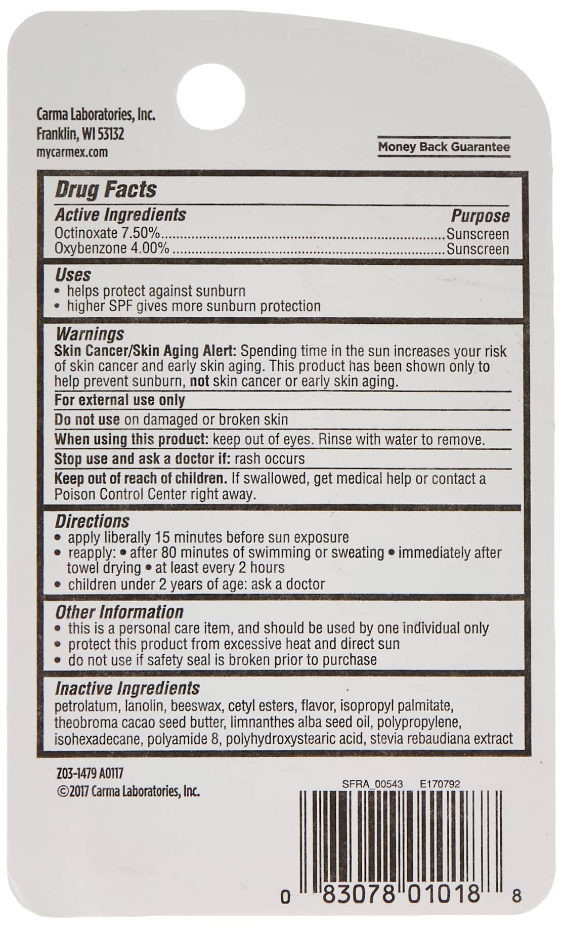 Closeup of Carmex lip balm in blister-pack packaging for on-the-go use.