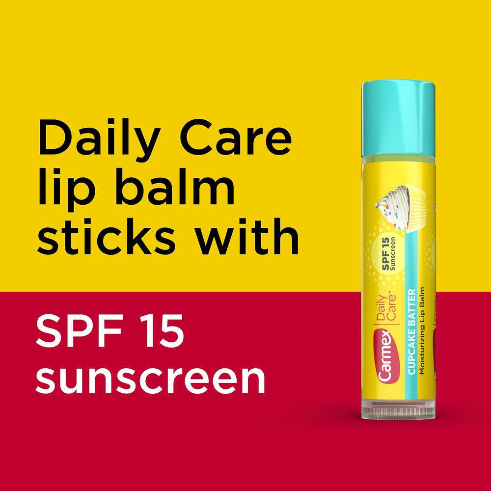 Carmex SPF 15 lip balm stick highlighting sun protection for lips.