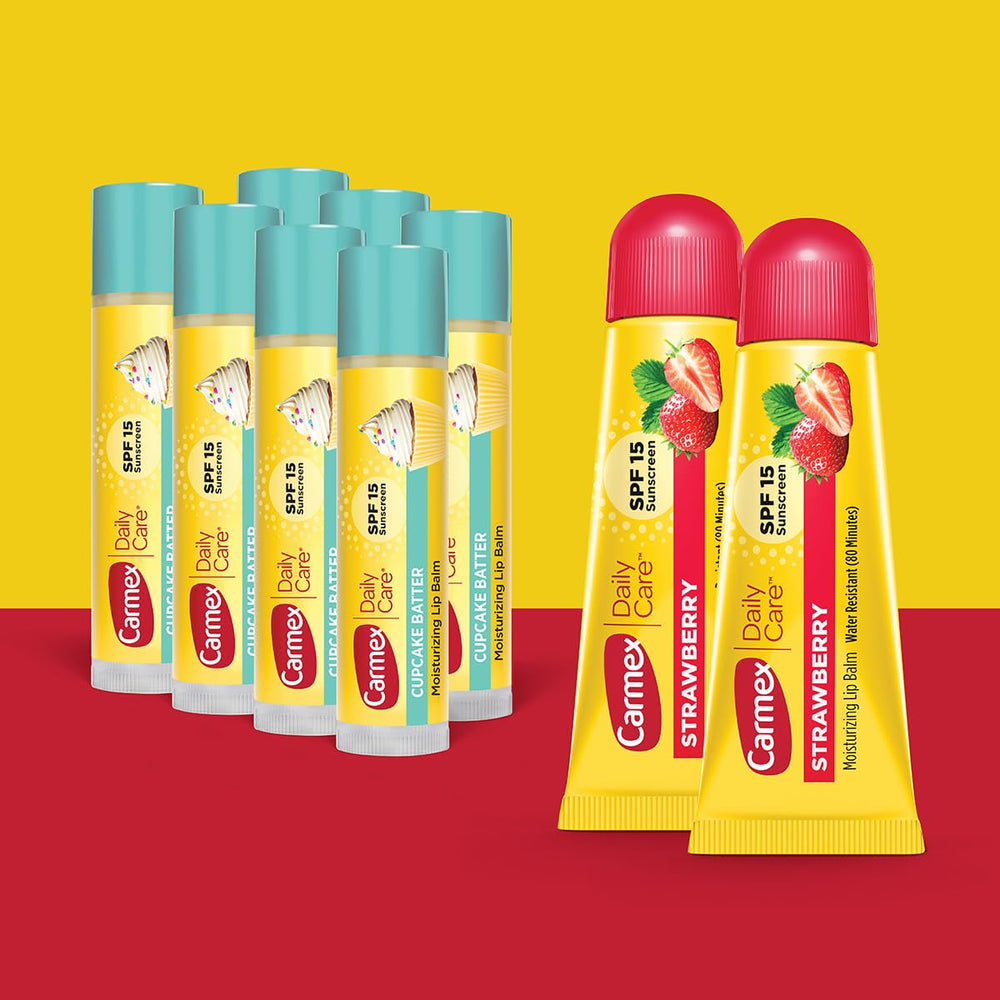 Carmex Daily Care SPF15 Cupcake Batter Stick; sweet flavor, sun protection.