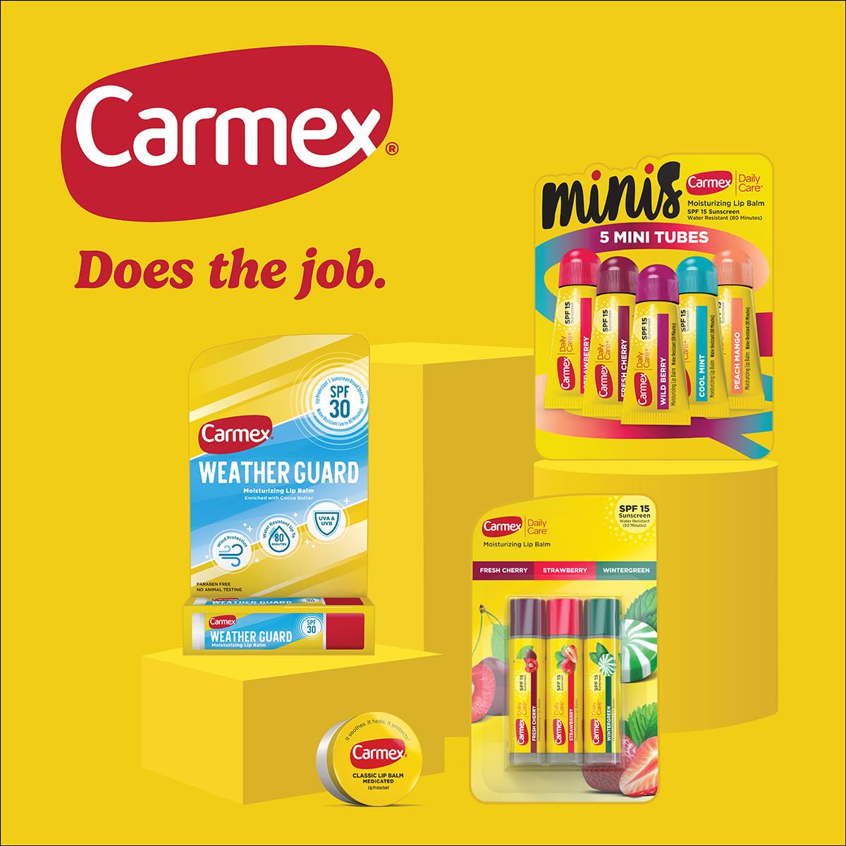Carmex Cupcake Batter Stick close-up; creamy texture for smooth lips.