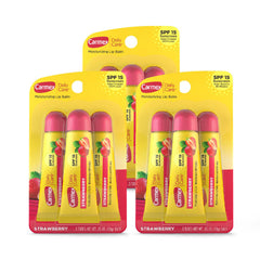 Carmex Daily Care SPF15 Strawberry lip balm tube front view for on-the-go sun protection