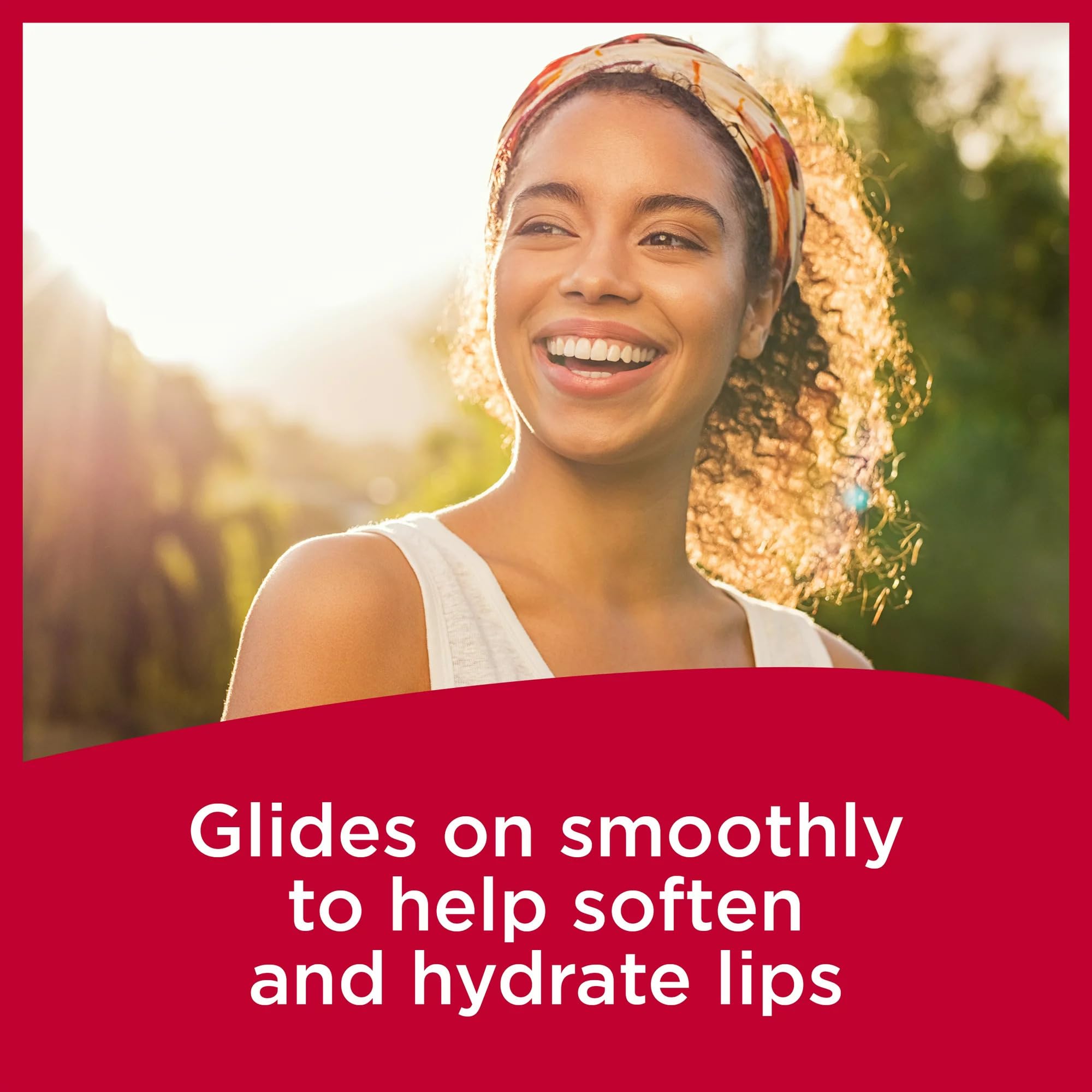 Close-up of Carmex texture showing smooth lip coverage.