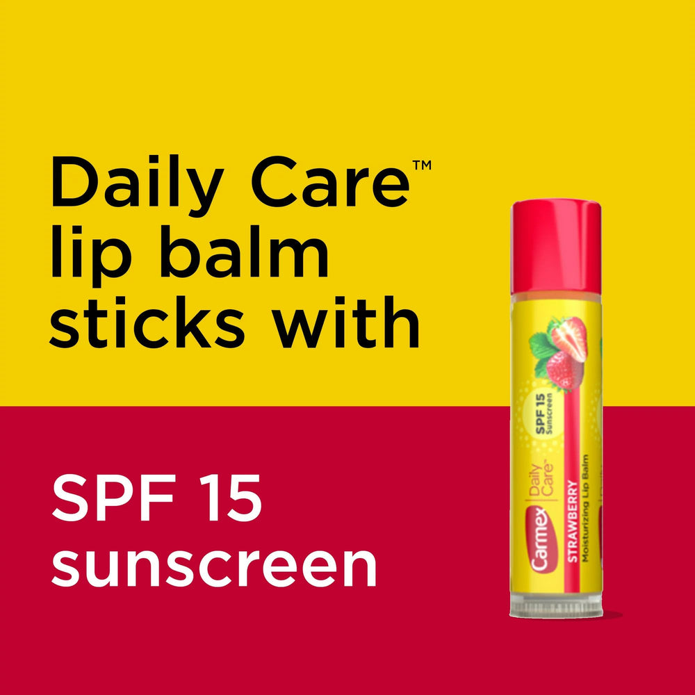 Carmex Daily Care SPF15 contents-3-sticks features the trio of flavors for daily lip care.