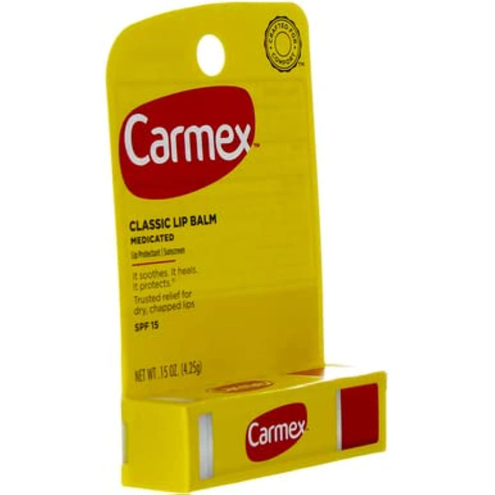Outdoor scene with Carmex lip balm under sunlight.