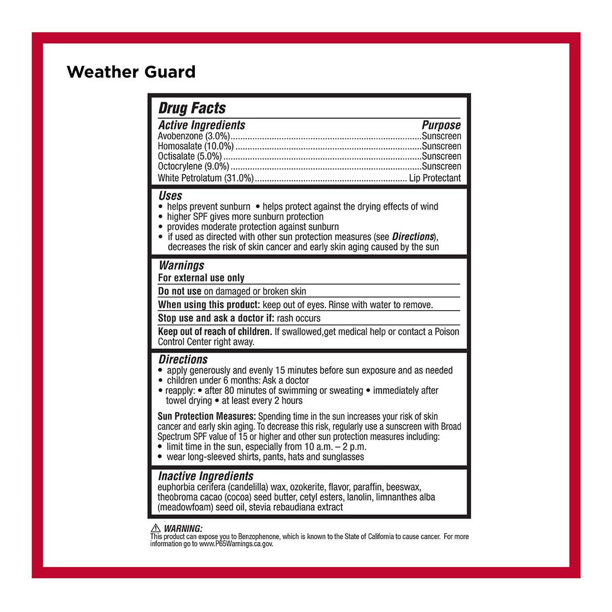 Carmex pack back shows contents and usage options.