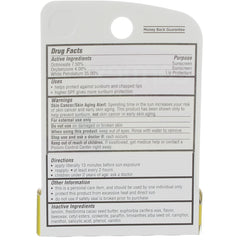 Carmex SPF 15 label highlighting sun protection