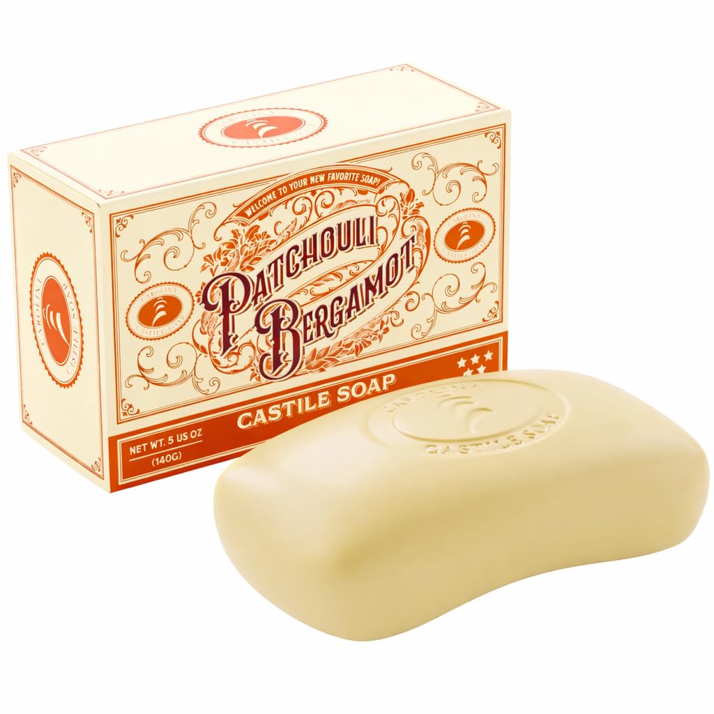 Carolina Castile Soap Patchouli Bergamot Bar lather close-up for silky daily wash