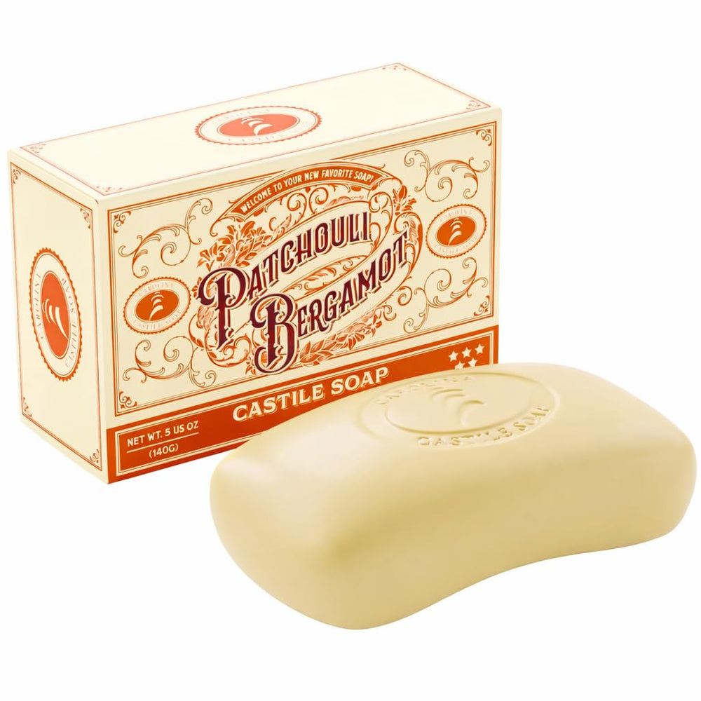 Carolina Castile Soap Patchouli Bergamot Bar lather close-up for silky daily wash