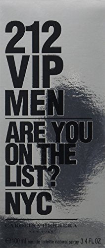 Carolina Herrera 212 VIP Men bottle side view highlighting sleek design for upscale events