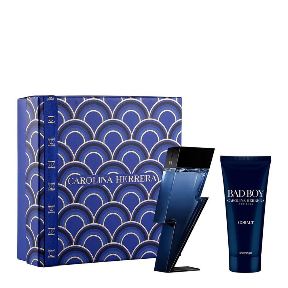 Carolina Herrera Bad Boy Cobalt bottle showcases bold style for everyday confidence.