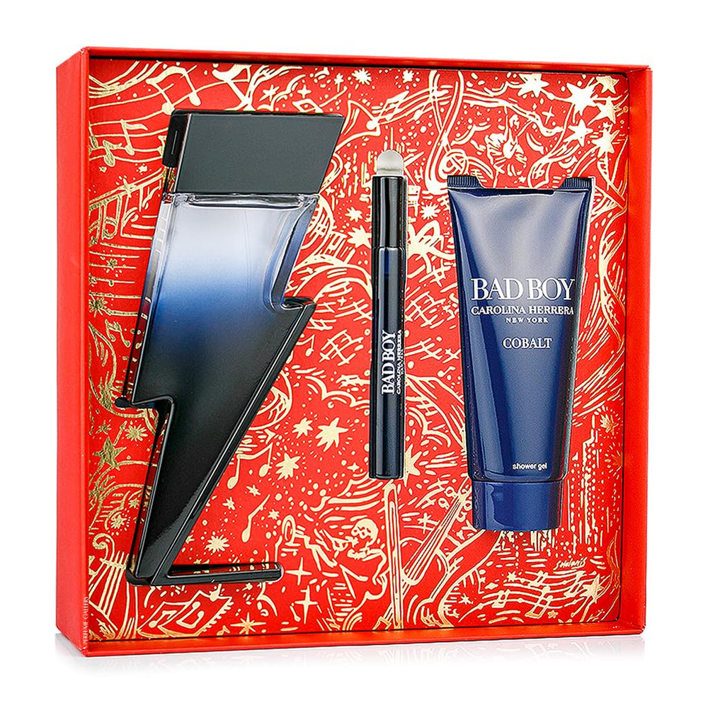 Carolina Herrera Bad Boy Cobalt shower gel, refreshing cleanse with lasting aroma