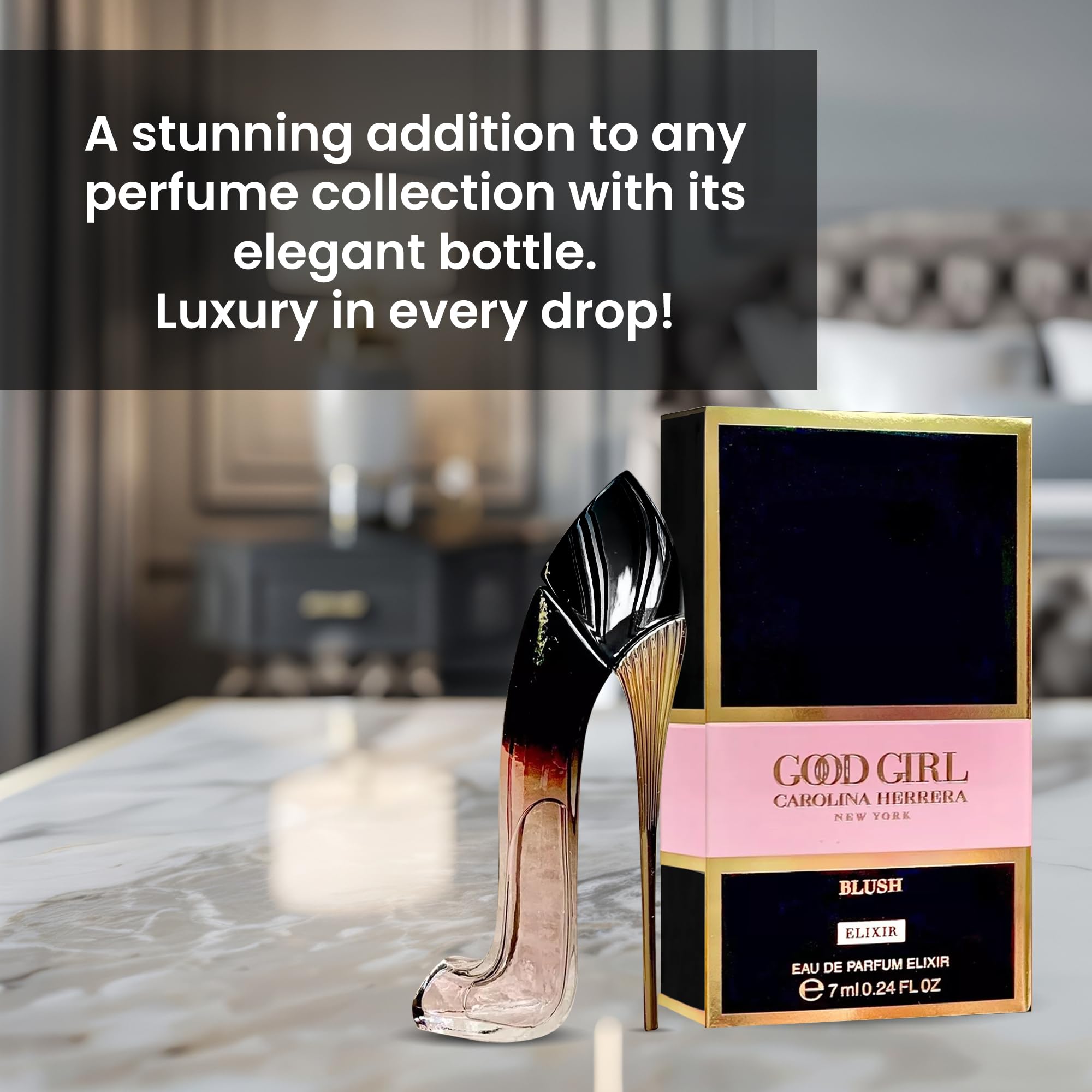 Carolina Herrera Good Girl Blush Elixir travel gift-ready packaging for gifting.