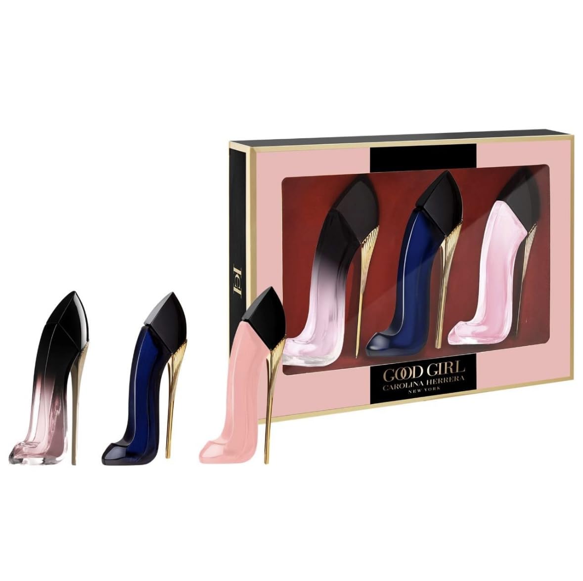 Carolina Herrera Good Girl Blush Elixir mini with rose and patchouli notes.