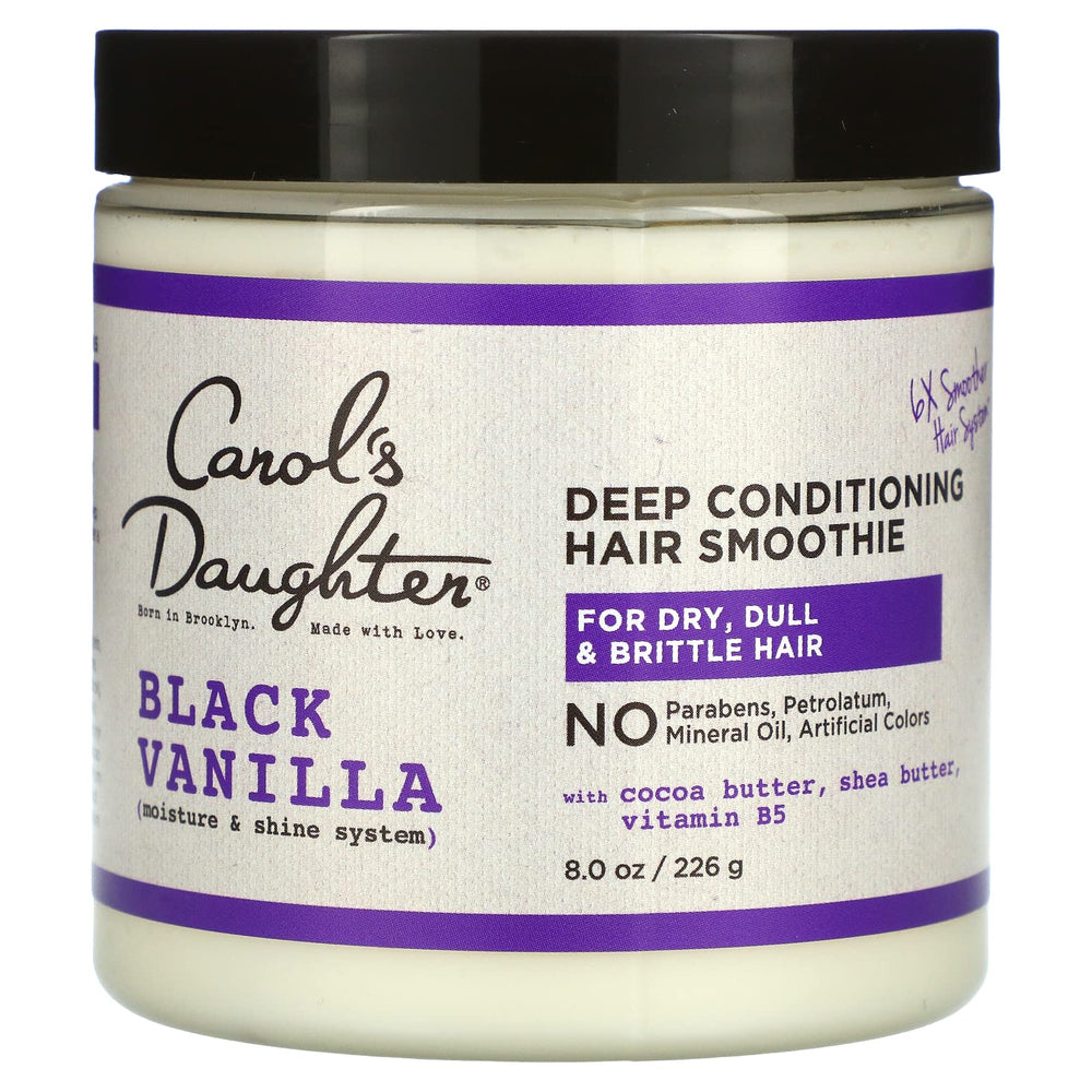 Carol's Daughter Black Vanilla Hair Smoothie jar delivering rich moisture for dry hair.