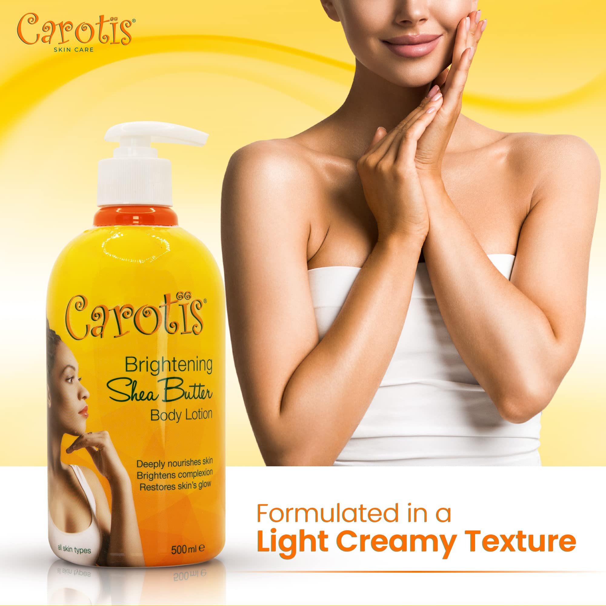 CAROTÏS lotion applied to elbows and knees for even tone.