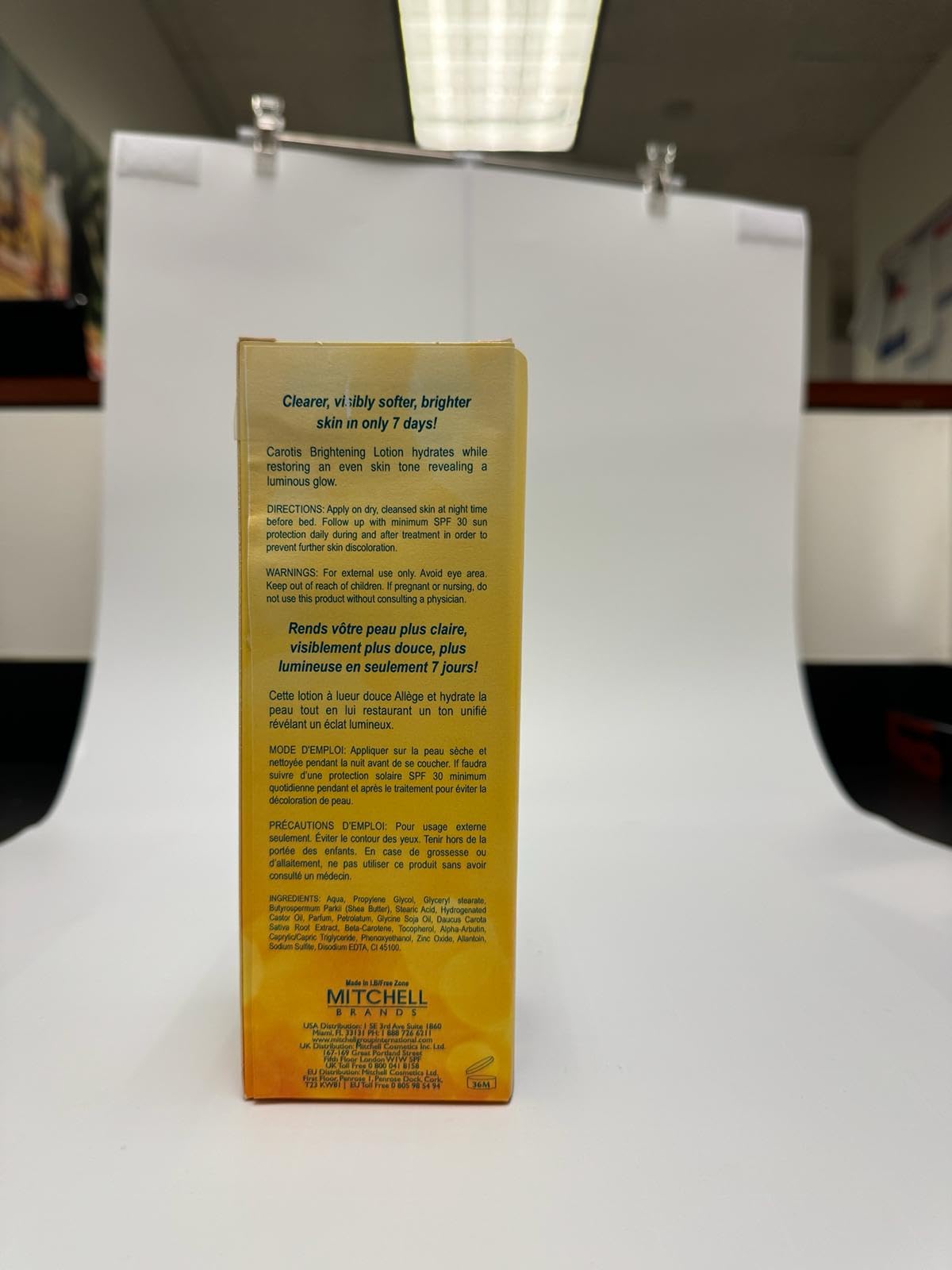 CAROTÏS Skin Brightening Lotion night-use scene for targeted spots and evening glow.