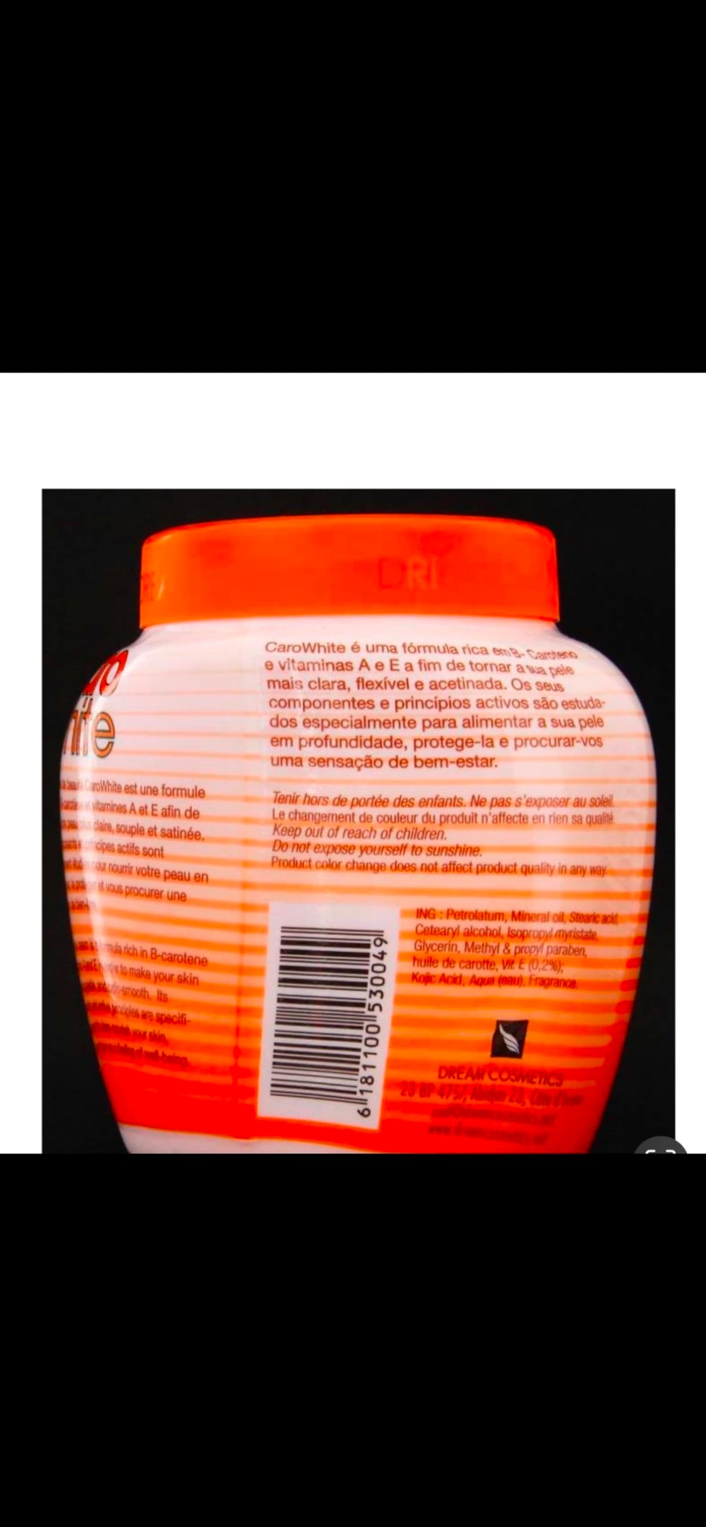 Carowhite cream jar label visible for quick identification and trust during shopping.