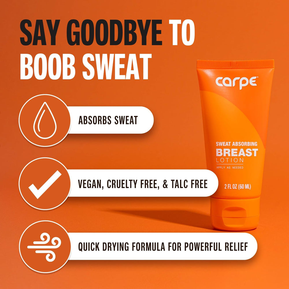 Carpe No-Sweat Breast lotion demonstrates quick-dry action for daily wear.