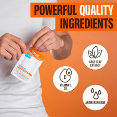 Carpe On-the-Go Wipes applied underarm for quick refresh