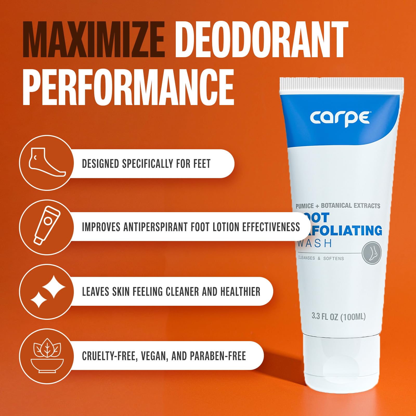 Carpe packaging on a counter highlighting an easy exfoliation routine.