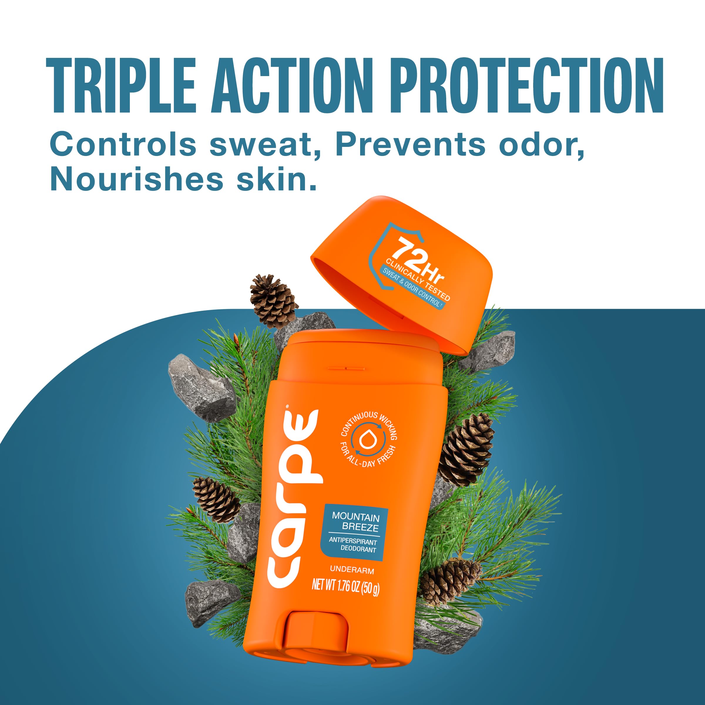Carpe Mountain Breeze quick-drying lotion nourishes skin during wear