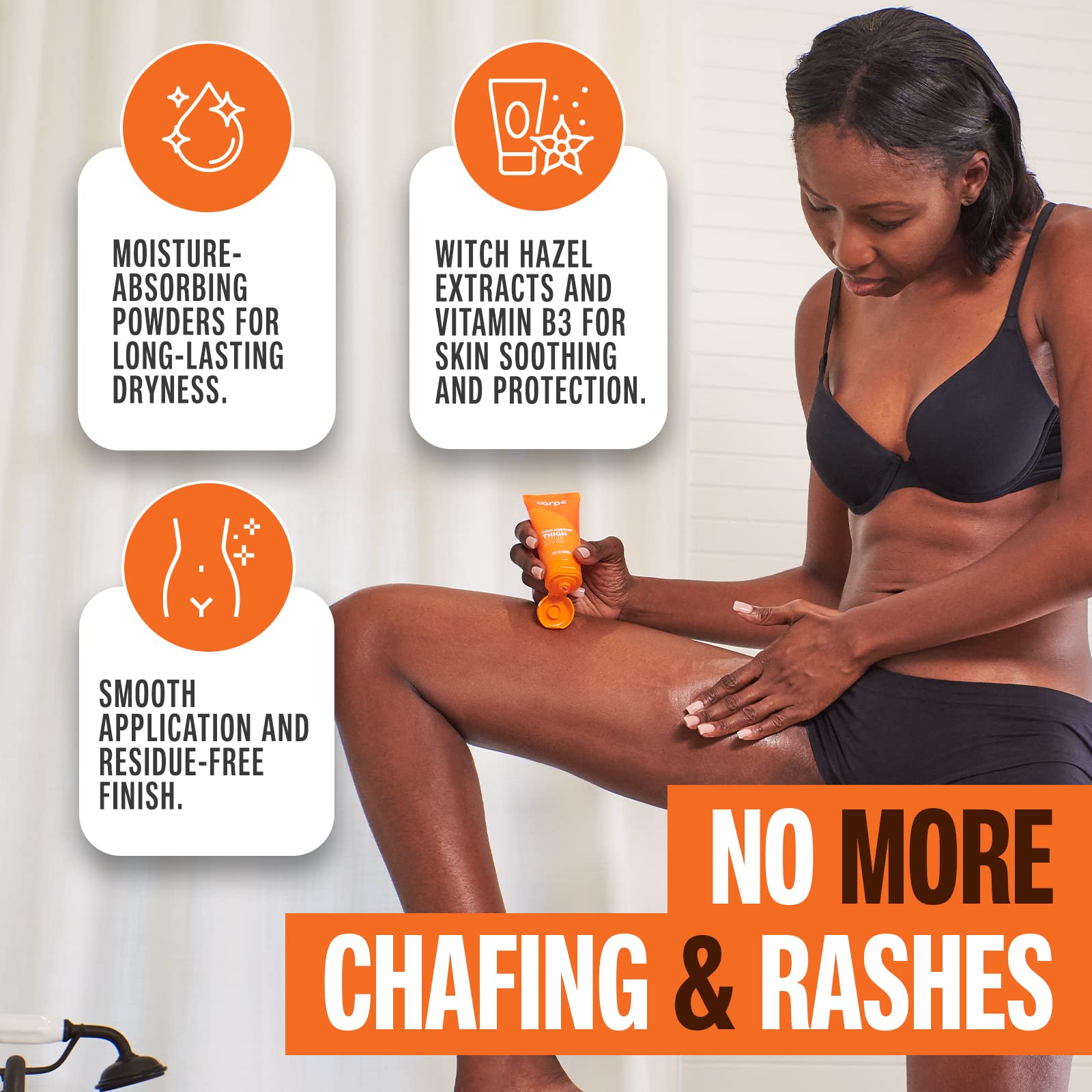 Carpe sweat-absorb lotion paired with chafe powder supports active-day dryness.