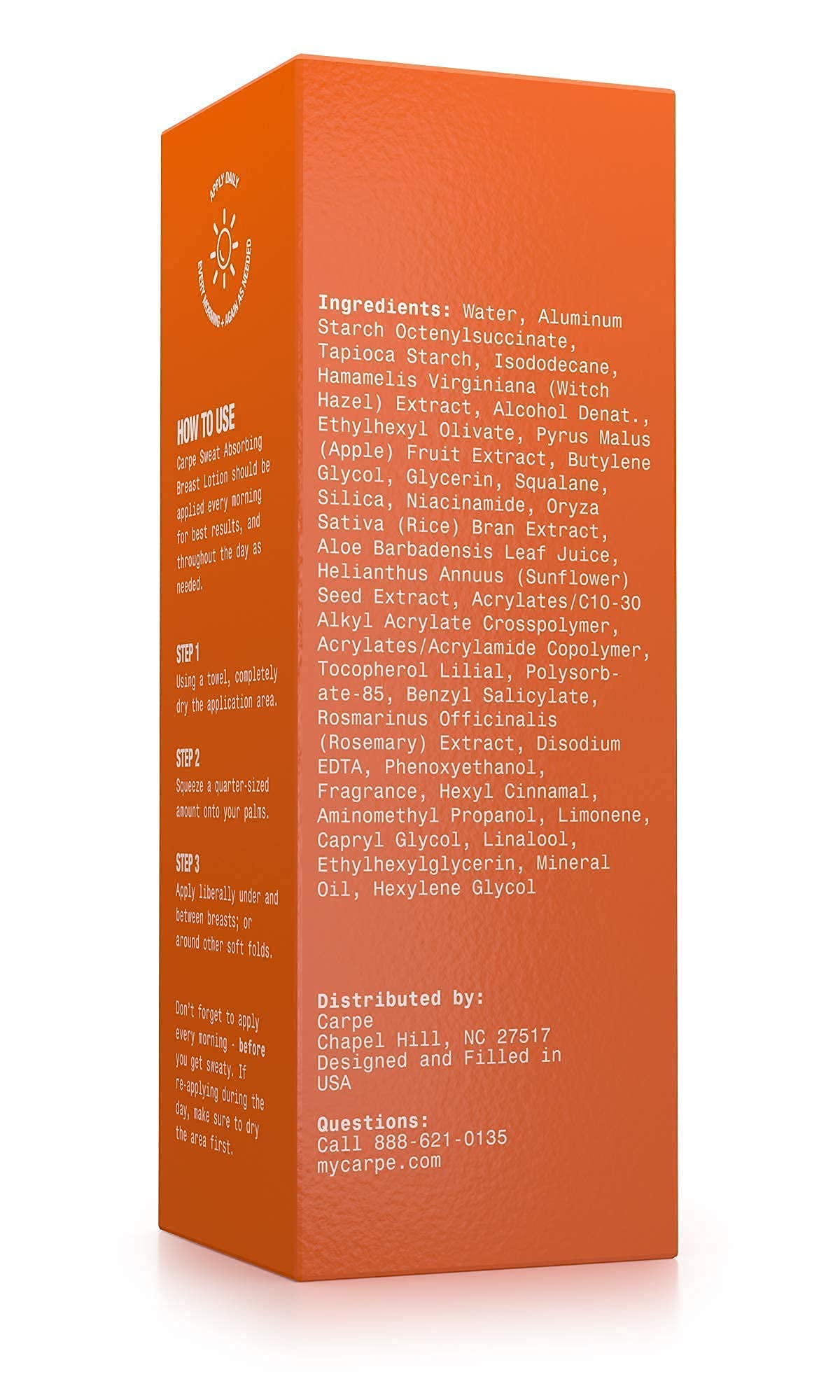 Carpe Sweat Absorbing Breast fresh-effect demonstrates odor control and skin comfort