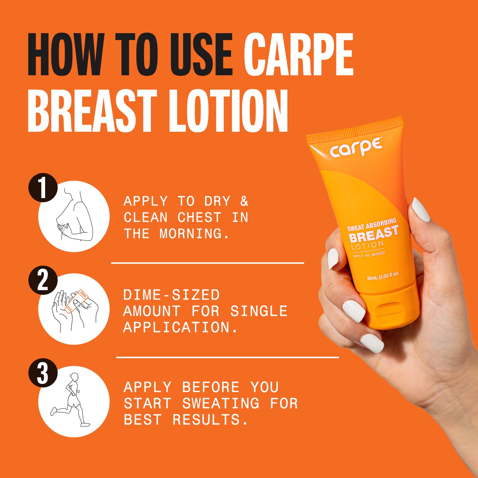 Carpe Sweat Absorbing Breast packaging highlights a clean, scent-friendly formula