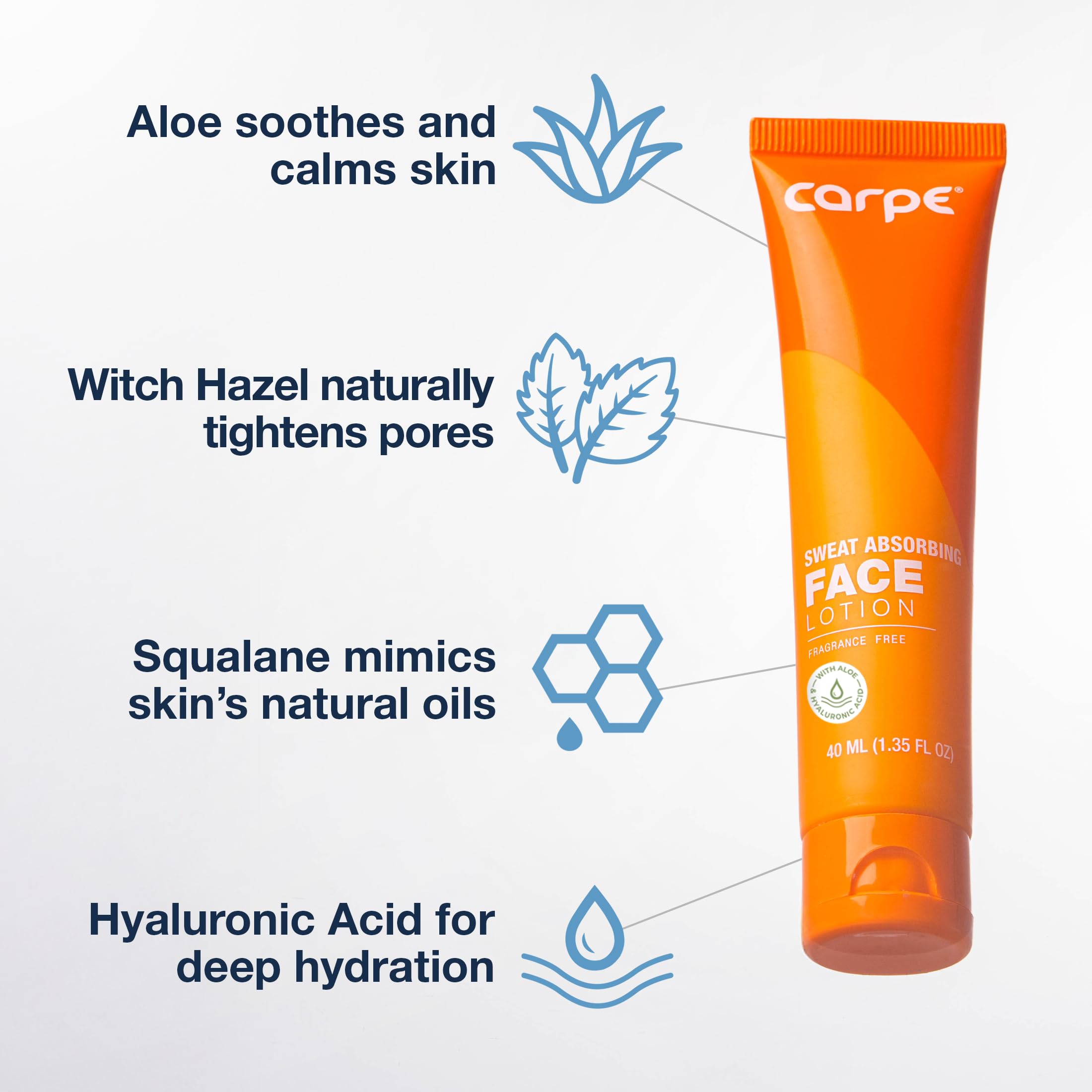 Carpe Sweat Absorbing Face Lotion on skin delivers a dry matte feel