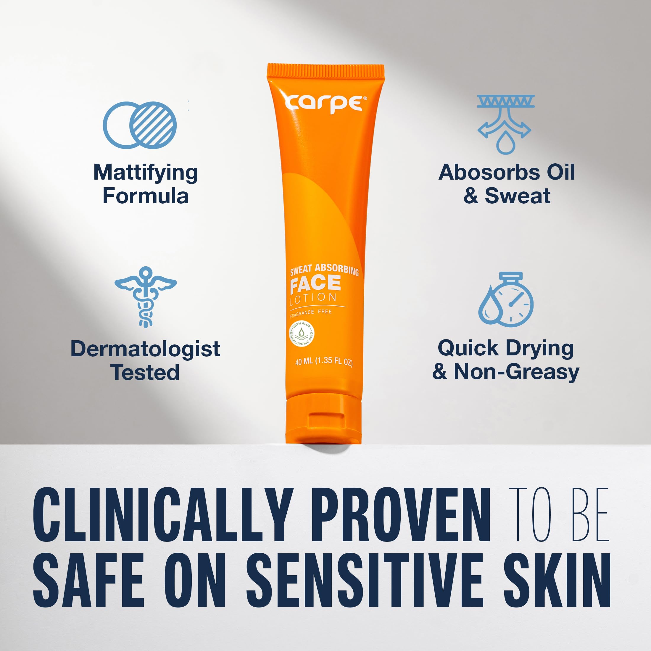 Carpe Sweat Absorbing Face Lotion texture close-up shows silky absorption