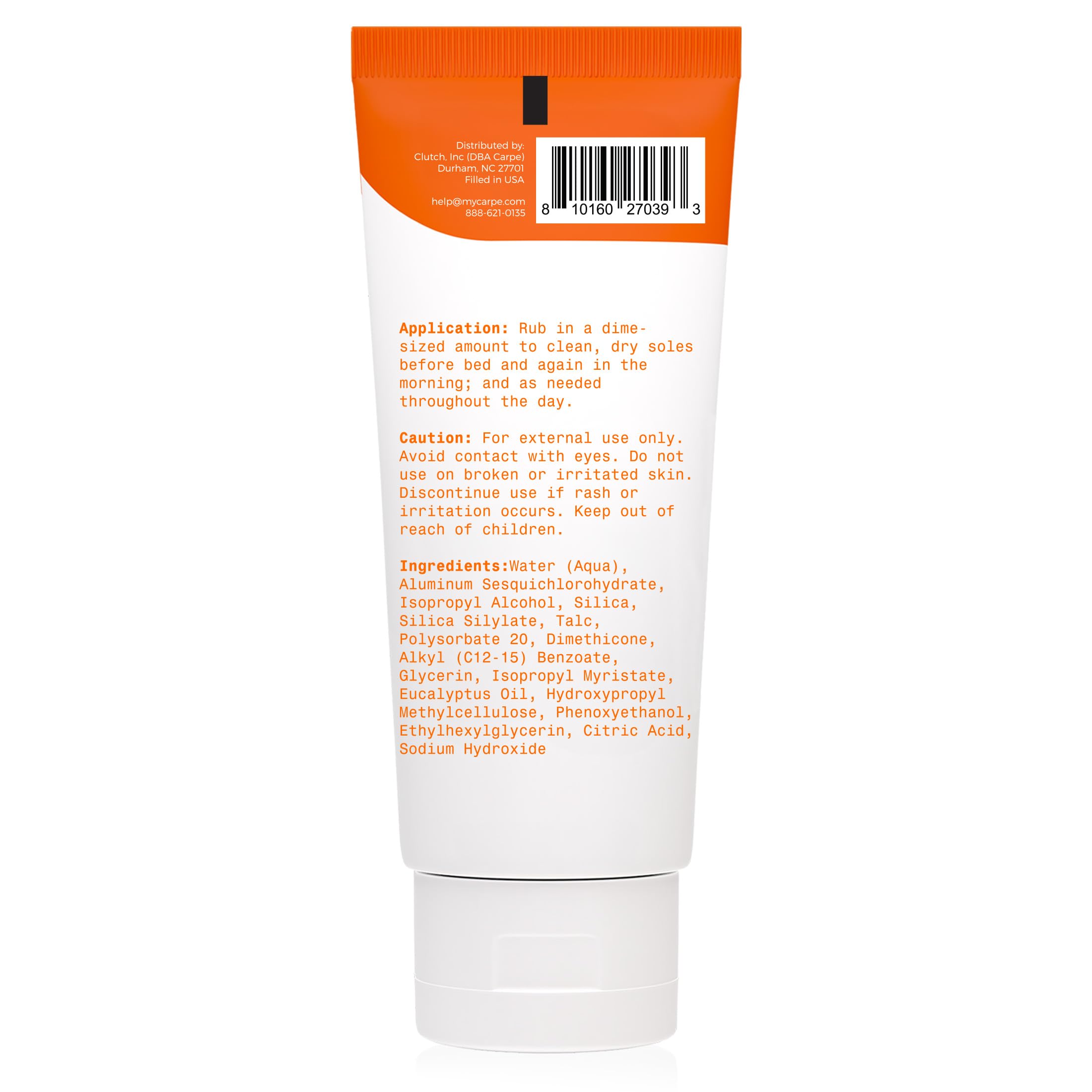 Carpe Sweat Absorbing Foot Lotion USA packaging variant highlight.