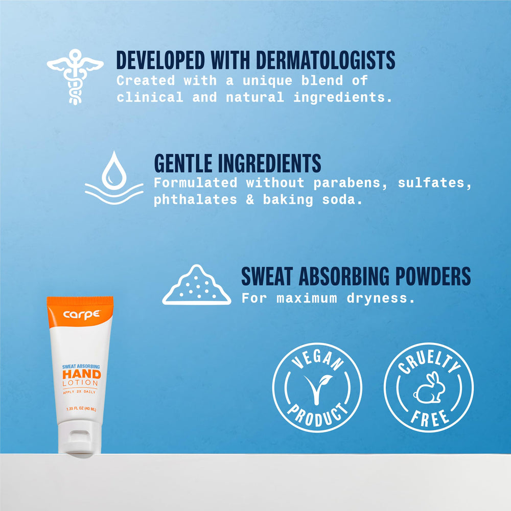 Close-up of Carpe lotion texture showing non-greasy, fast-absorbing formula