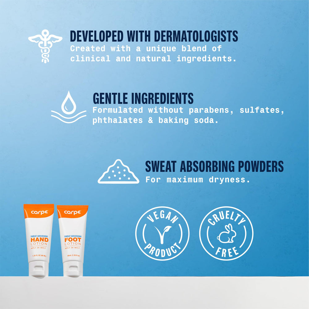 Carpe sweat-absorbing lotion bundle packaging display for convenient daily use.
