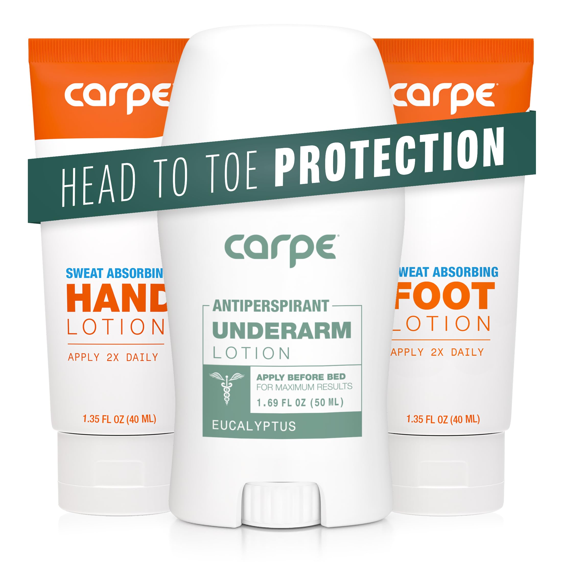 Carpe Sweat Absorbing Lotion applied to underarms for daily dryness and odor control