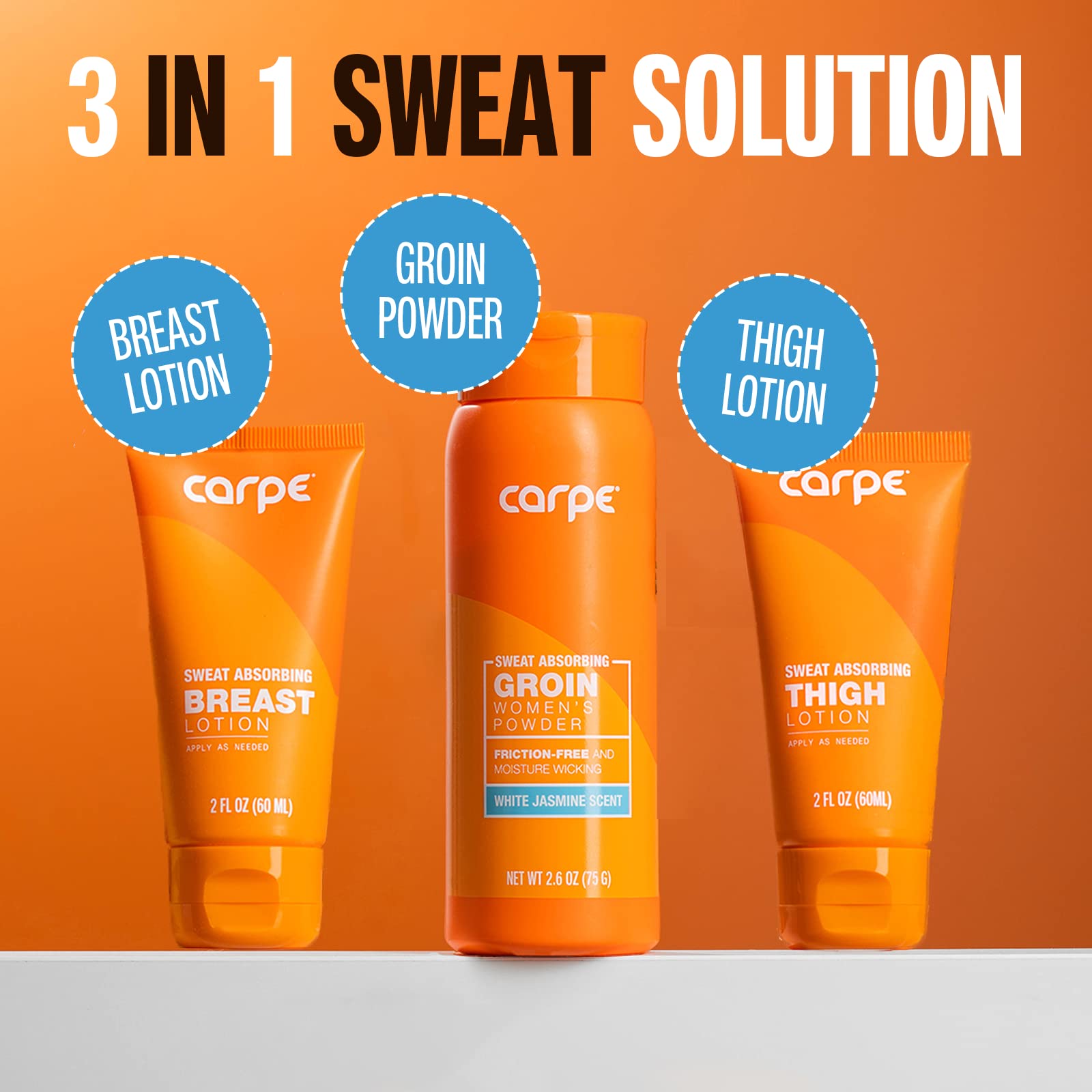 Carpe thigh chafe powder tube ready to reduce inner-thigh moisture and friction.