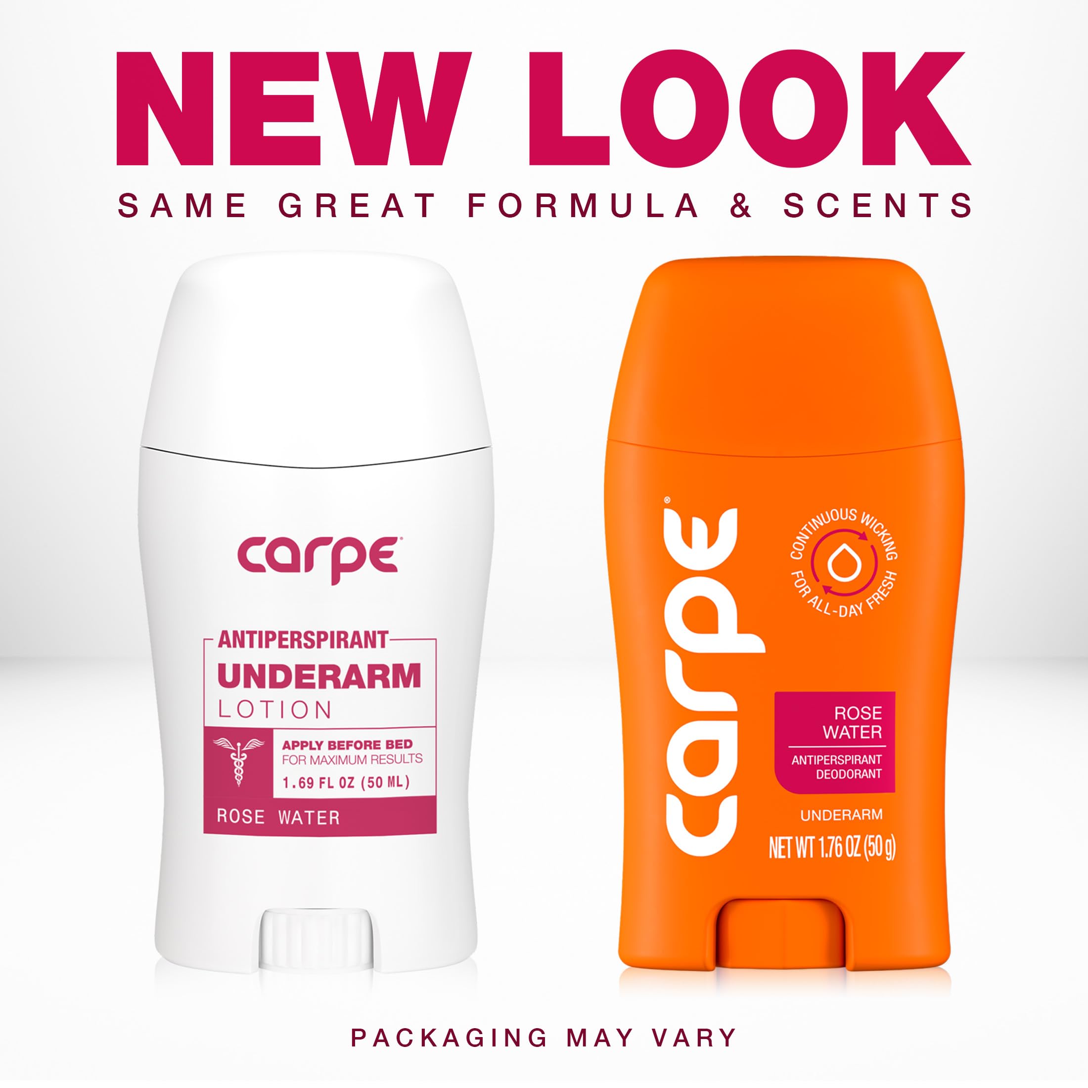 Close-up of Carpe underarm antiperspirant being applied at night for best results.