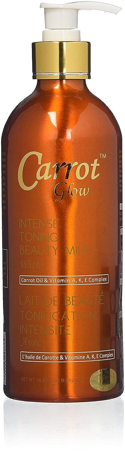 CARROT GLOW Intense Toning Beauty Milk bottle for smooth, even-toned skin.