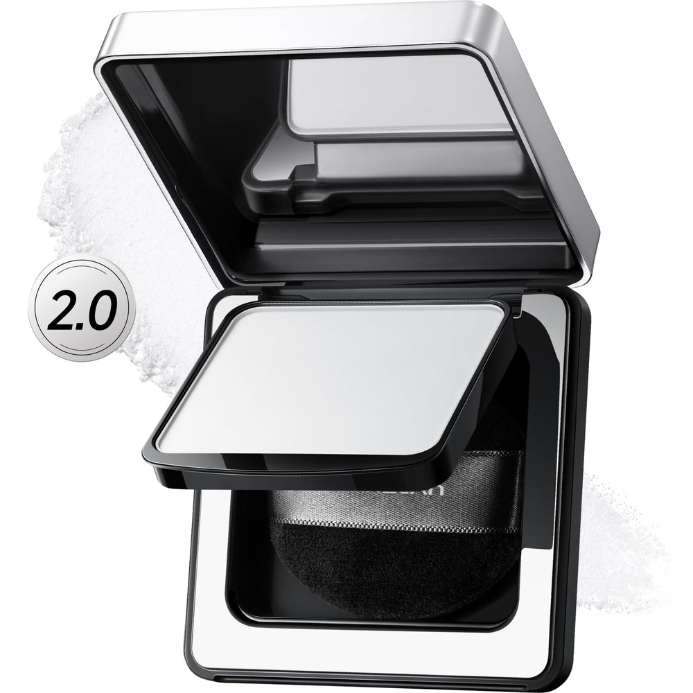 CARSLAN 2.0 Black Magnet Powder bottle close-up showing oil-control technology for all-day wear