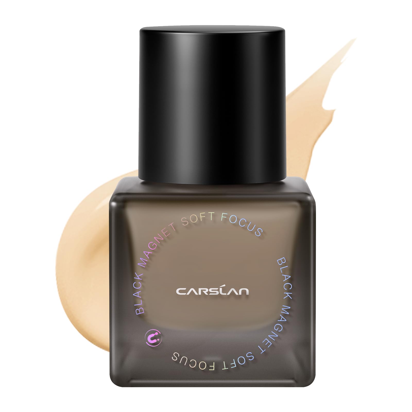 CARSLAN Black Magnet Foundation bottle showing sleek matte finish for all-day wear
