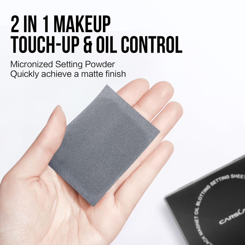 CARSLAN compact with mirror and puff opens for on-the-go touch-ups.