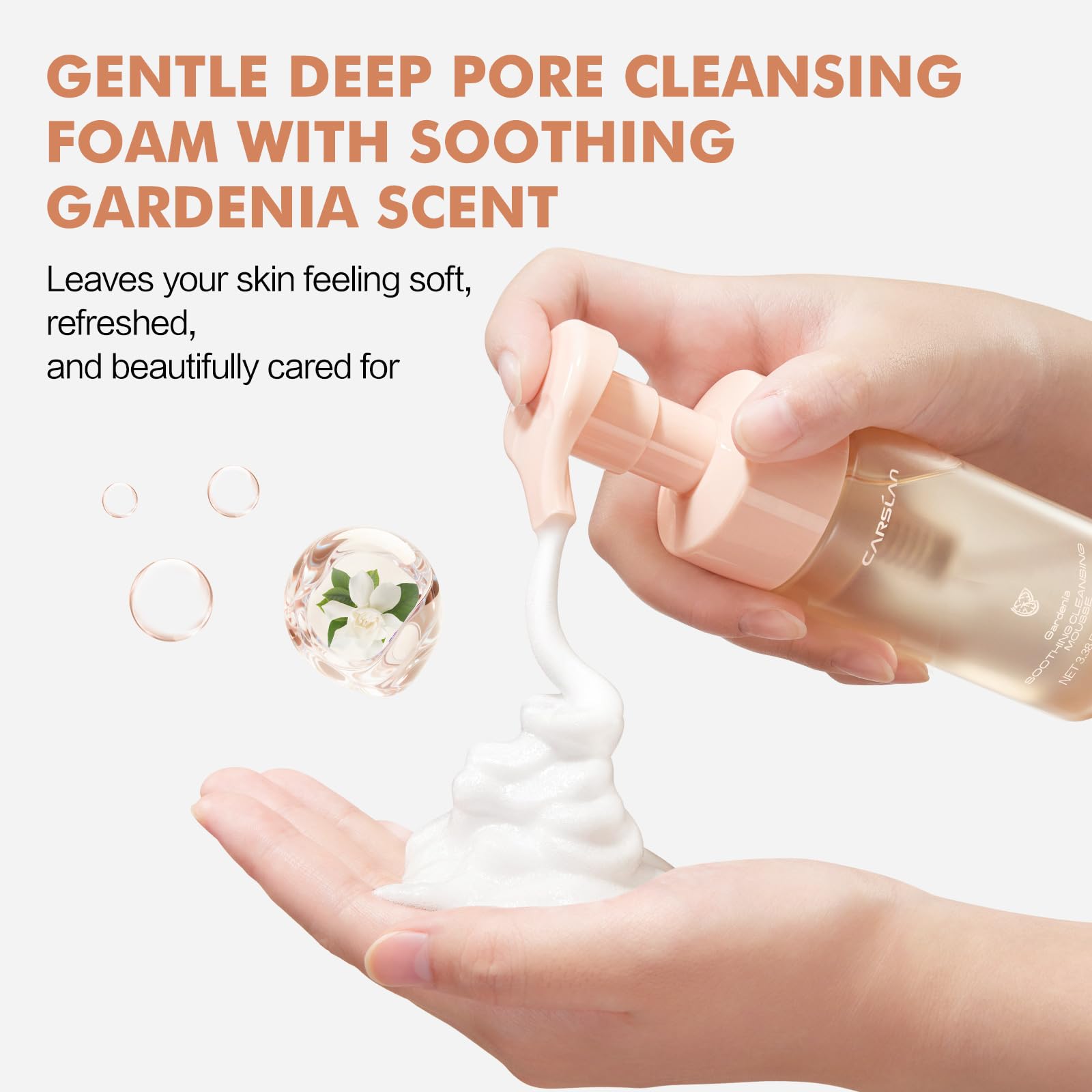 CARSLAN Face Wash light gardenia scent enhances cleansing ritual.