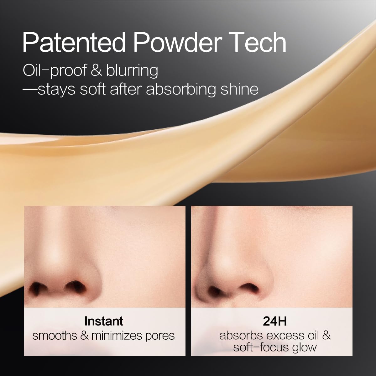 CARSLAN foundation swatch demonstrating full coverage over redness
